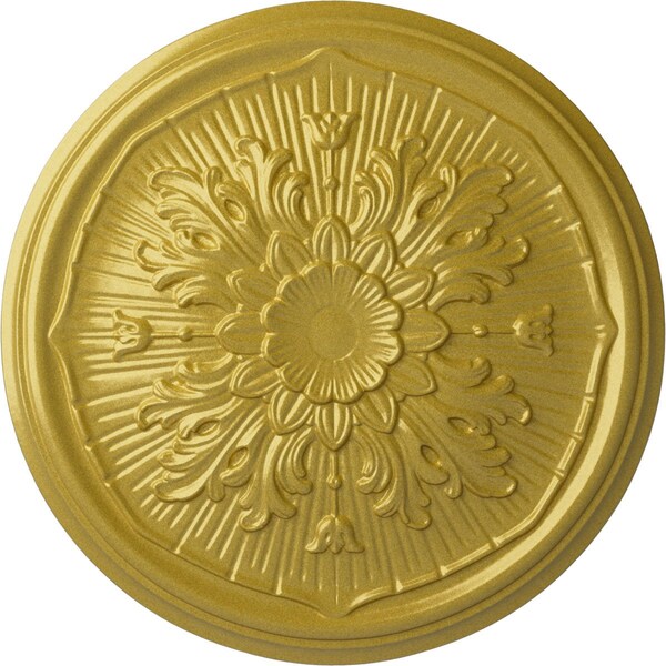 Ekena Millwork Luton Ceiling Medallion (Fits Canopies up to 1 1/8"), Hand-Painted Rich Gold, 15 3/4"OD x 5/8"P CM16LURGS - main